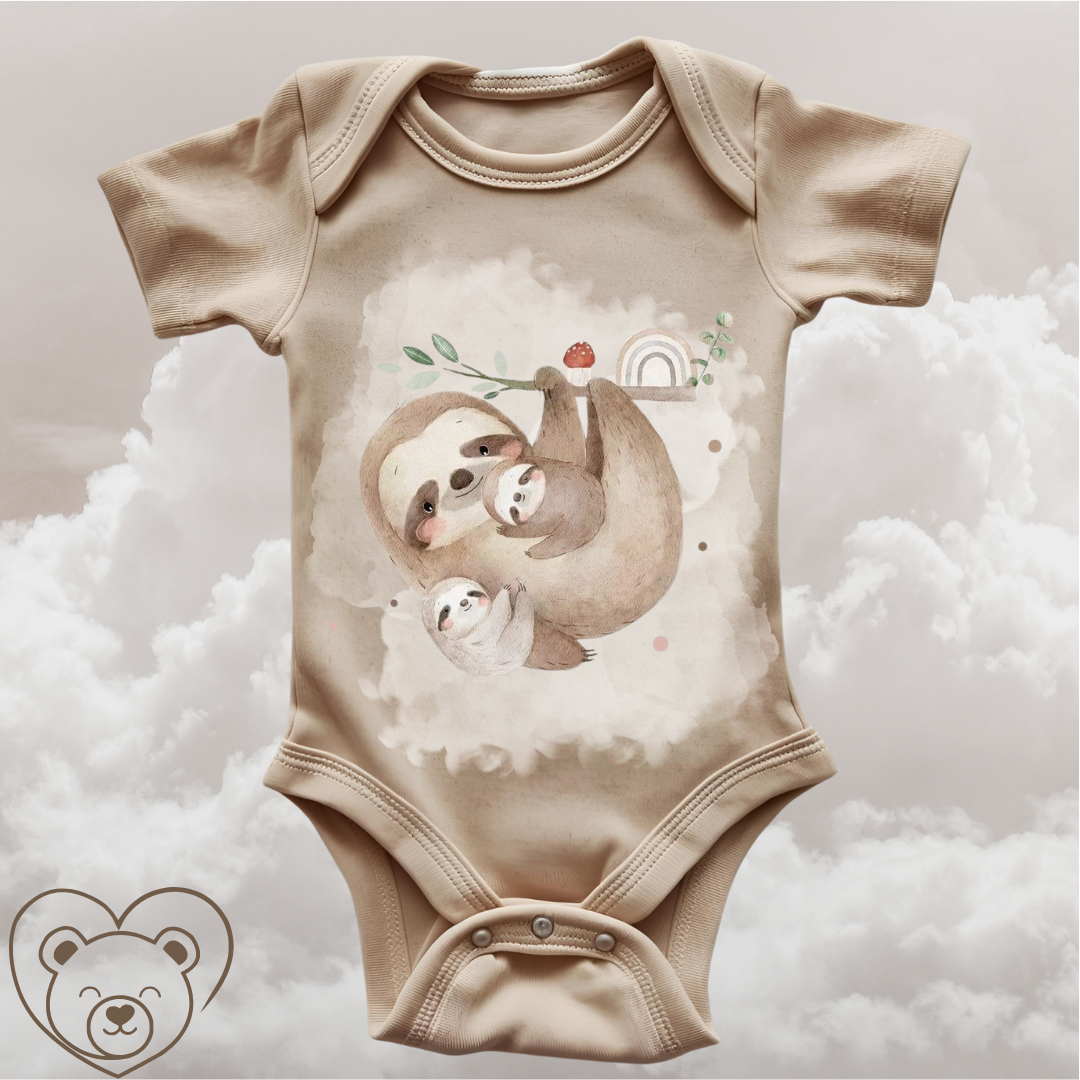 Baby Sloth Onesie – Dark Beige Watercolor Sloth Baby Outfit